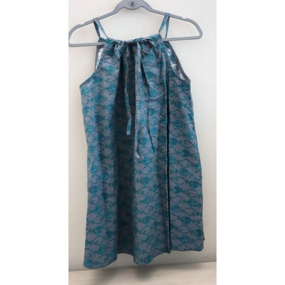 BDG x Urban Outfitters Sz Sm. Blue Eva Tie-Front Ruched Strap Trapeze Mini Dress - Picture 1 of 11